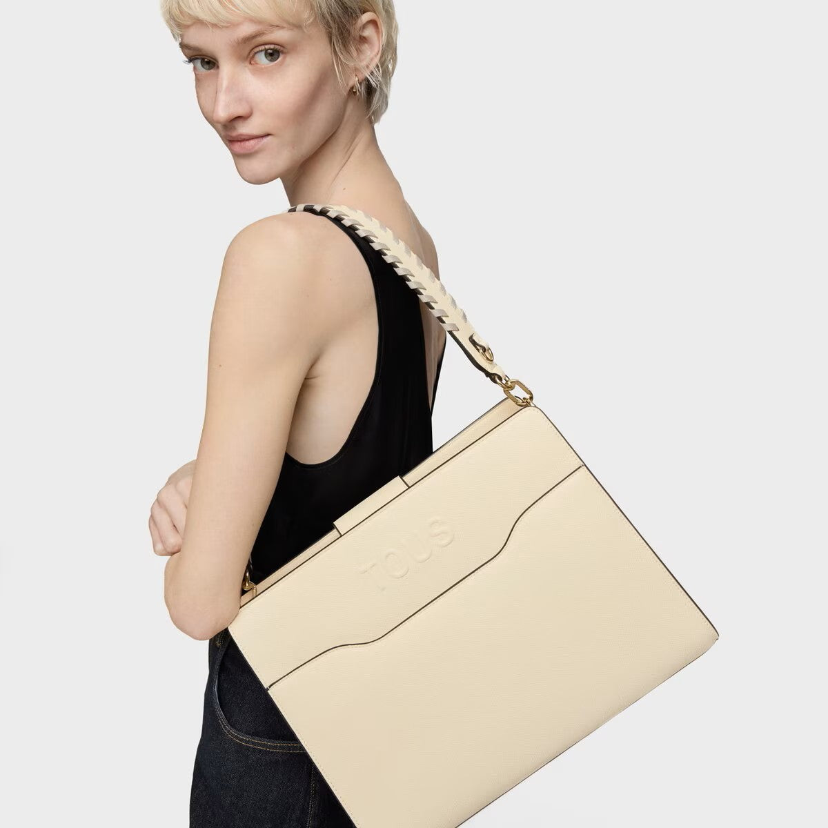 Bolso Tous Shopper M Audree Saffiano beige