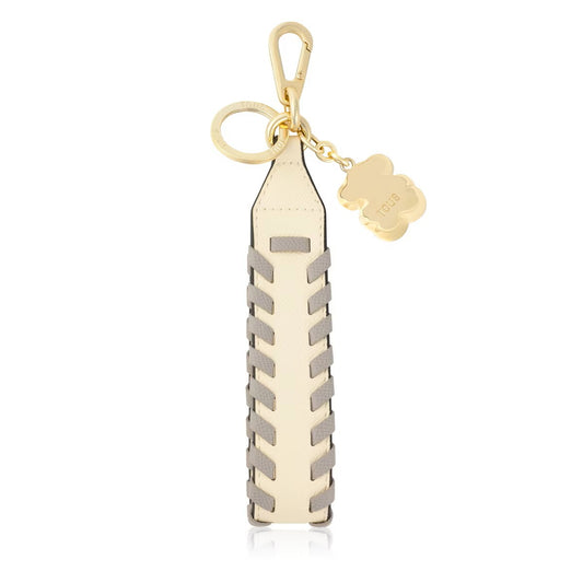 Llavero Tous  beige y gris Ribbon Braid