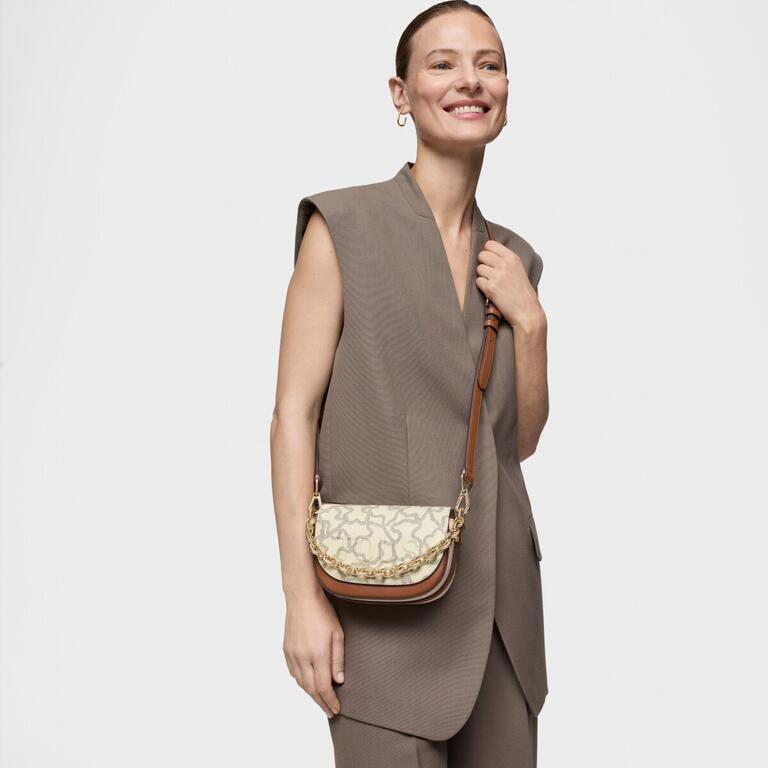 Bolso Tous mini bandolera media luna Kaos Icon beige
