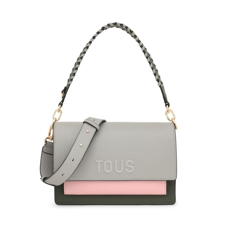 Bolso Tous Bandolera M Audree Saffiano rosa-gris