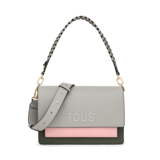 Bolso Tous Bandolera M Audree Saffiano rosa-gris