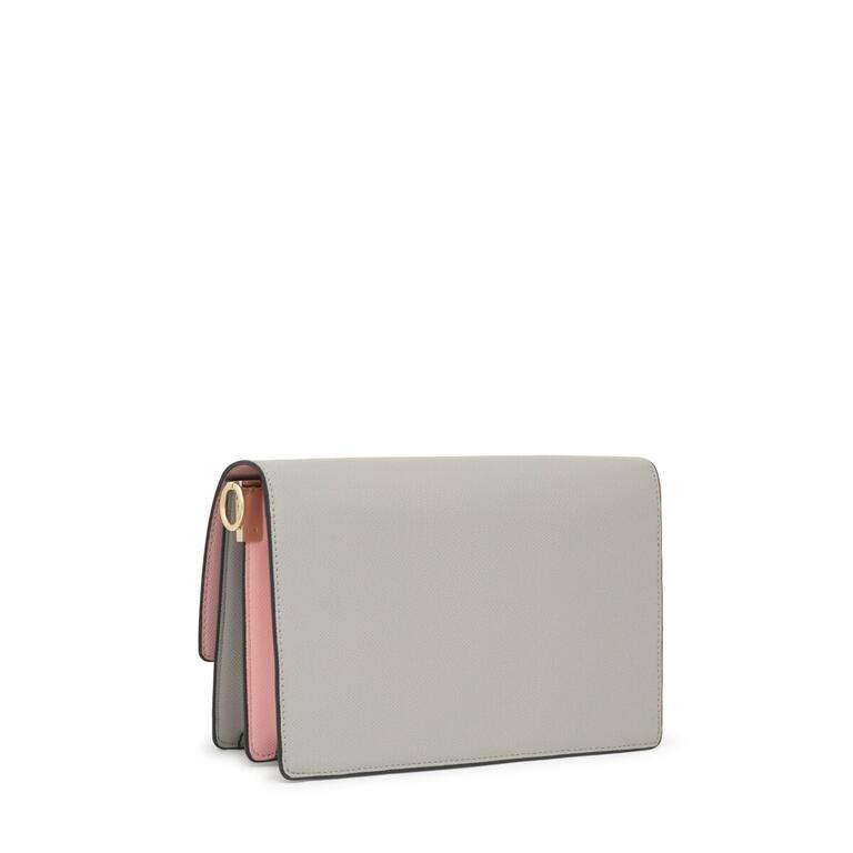 Bolso Tous Bandolera M Audree Saffiano rosa-gris