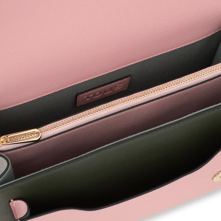 Bolso Tous Bandolera M Audree Saffiano rosa-gris
