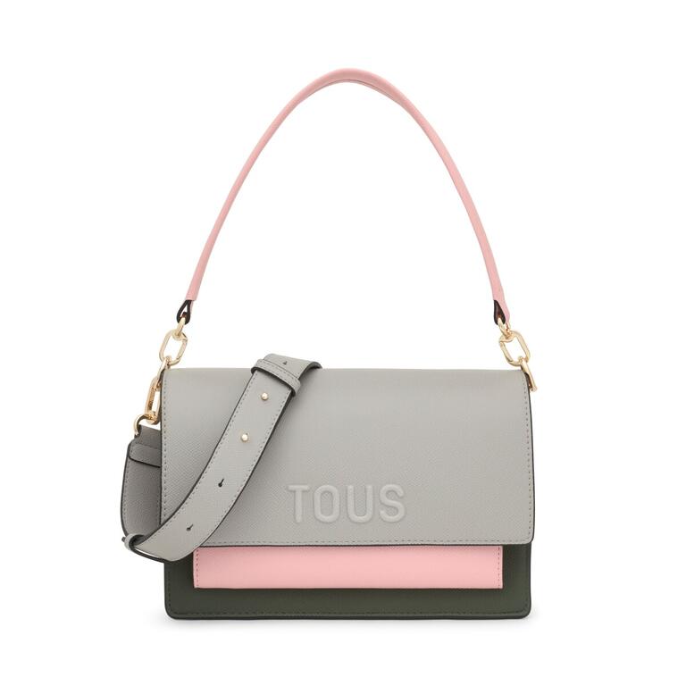 Bolso Tous Bandolera M Audree Saffiano rosa-gris