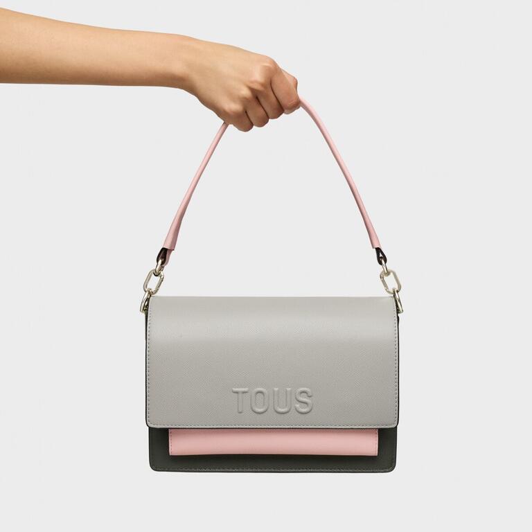 Bolso Tous Bandolera M Audree Saffiano rosa-gris