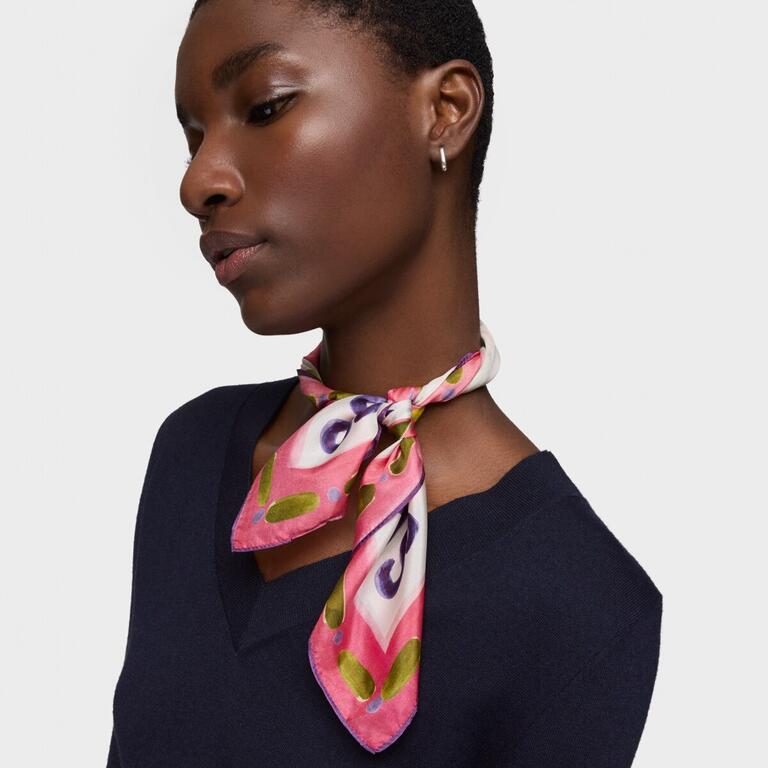 Pañuelo Tous cuadrado pequeño rosa