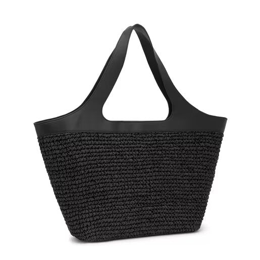 Bolso Tous capazo L Lirio rafia negro