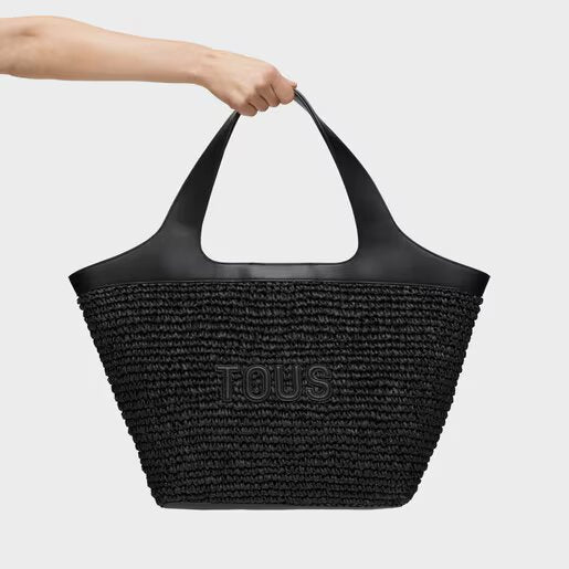 Bolso Tous capazo L Lirio rafia negro