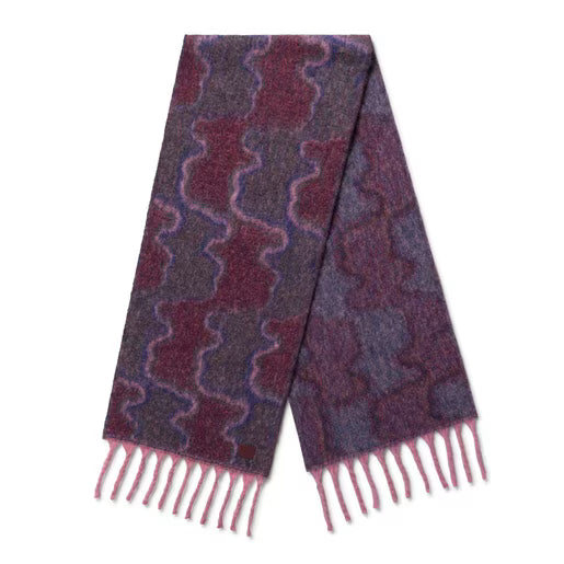 Bufanda Grande Tous gris oscuro y burdeos Bear Waves