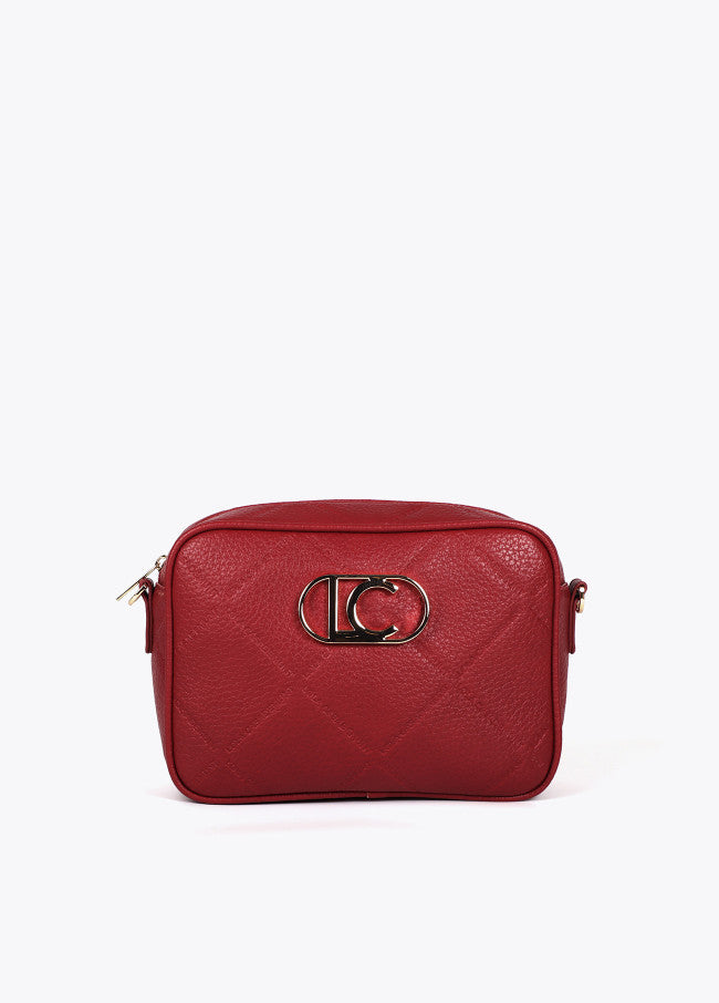 Bandolera Lola Casademunt efecto piel monograma rombos logo ovalado
