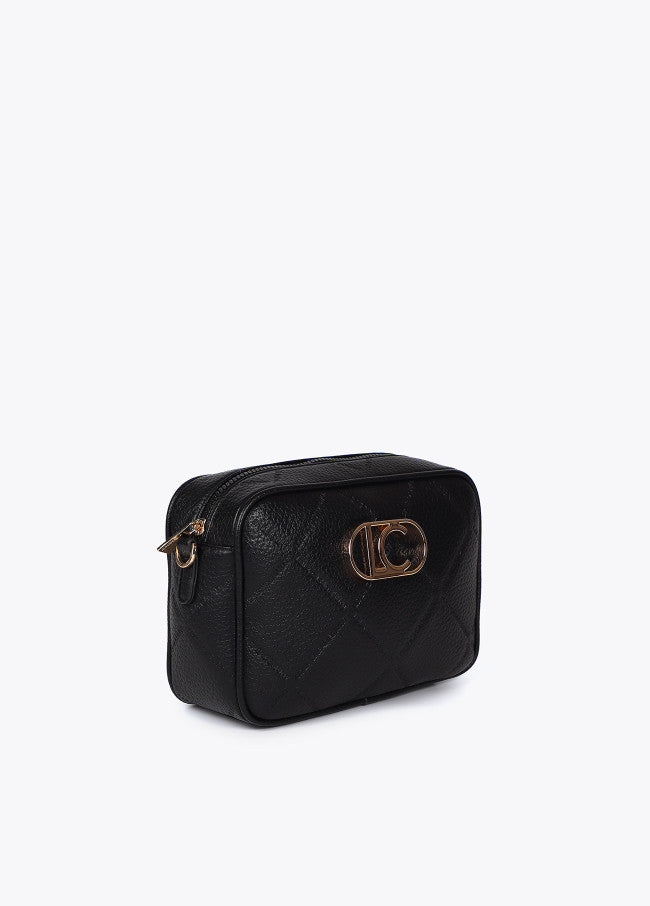 Bandolera Lola Casademunt efecto piel monograma rombos logo ovalado