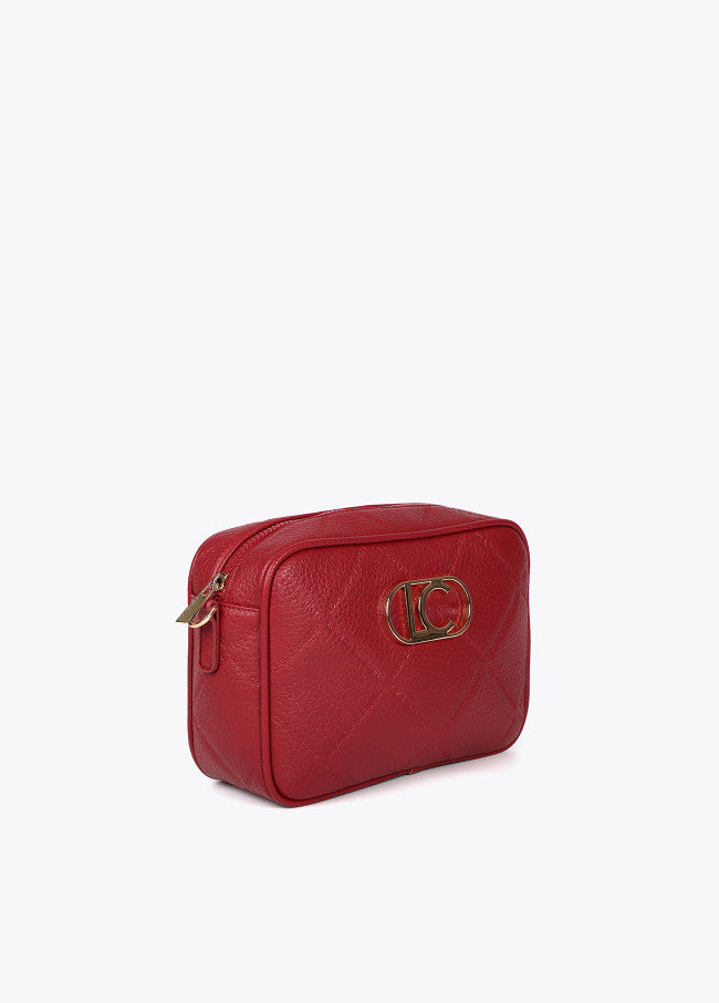 Bandolera Lola Casademunt efecto piel monograma rombos logo ovalado