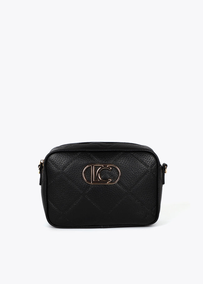 Bandolera Lola Casademunt efecto piel monograma rombos logo ovalado