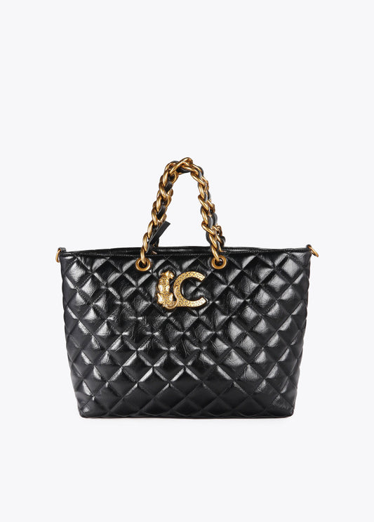 Bolso Lola Casademunt Shopper Acolchado efecto piel asa cadena y LC leopardo