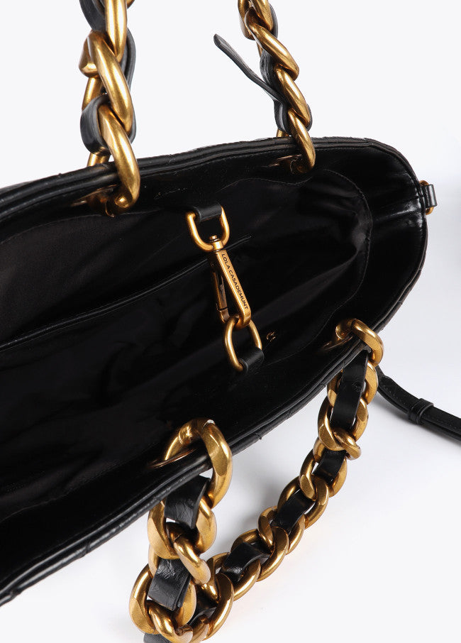 Bolso Lola Casademunt Shopper Acolchado efecto piel asa cadena y LC leopardo