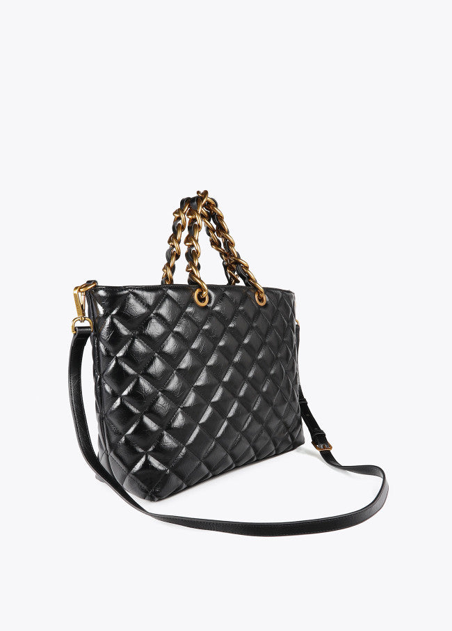 Bolso Lola Casademunt Shopper Acolchado efecto piel asa cadena y LC leopardo