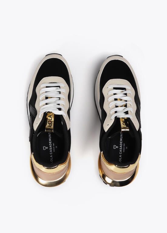 Deportivas Lola Casademunt detalles dorado negro espejo metal