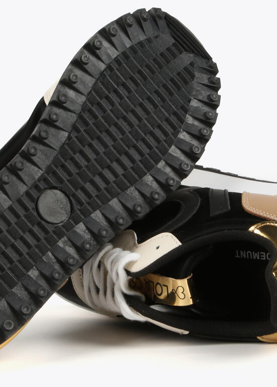 Deportivas Lola Casademunt detalles dorado negro espejo metal