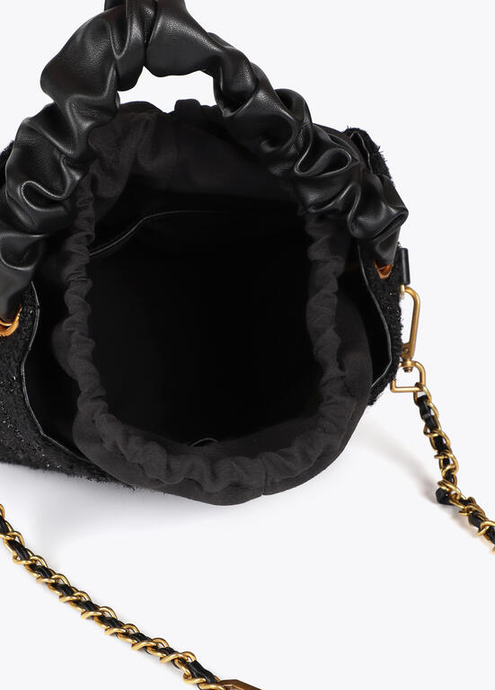 Bandolera Lola Casademunt tweed asa fruncida y logo LC