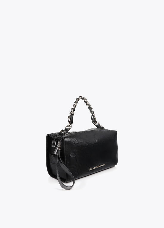 Bolso Lola Casademunt efecto piel arrugada con detalles metálicos y tachas XL