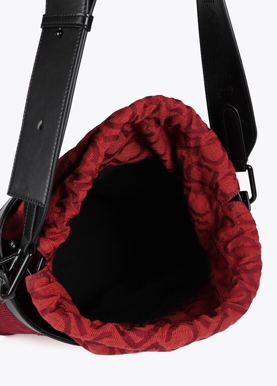 Bolso Lola Casademunt hobo combinado tejido y efecto piel Burdeos