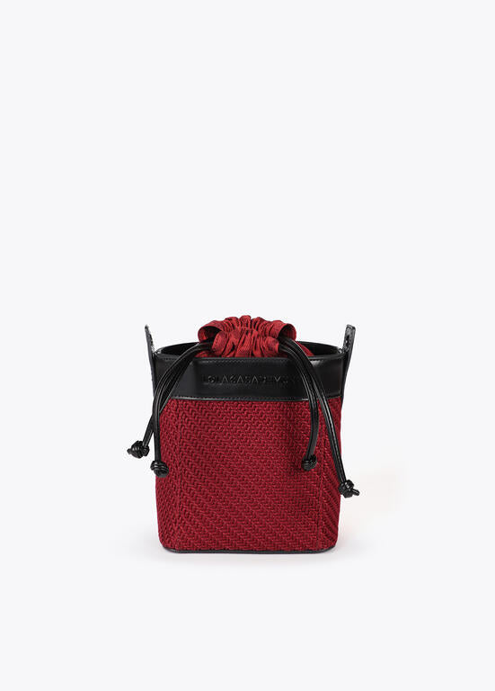 Bolso bandolera Lola Casademunt hobo combinado tejido y efecto piel Burdeos