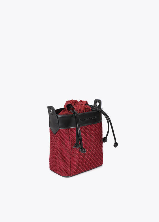 Bolso bandolera Lola Casademunt hobo combinado tejido y efecto piel Burdeos