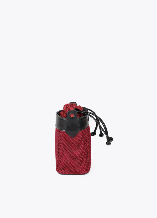 Bolso bandolera Lola Casademunt hobo combinado tejido y efecto piel Burdeos