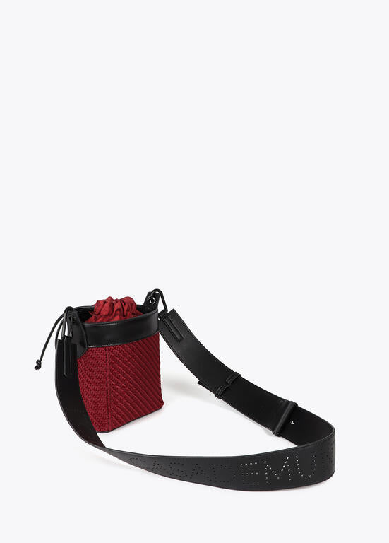 Bolso bandolera Lola Casademunt hobo combinado tejido y efecto piel Burdeos