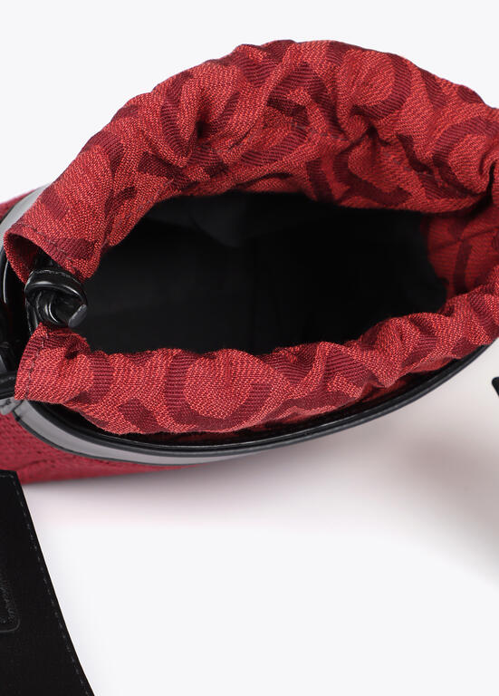 Bolso bandolera Lola Casademunt hobo combinado tejido y efecto piel Burdeos