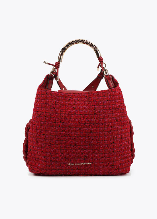 Bolso Lola Casademunt Shopper asa metalizada personalizada tejido tweed ROJO