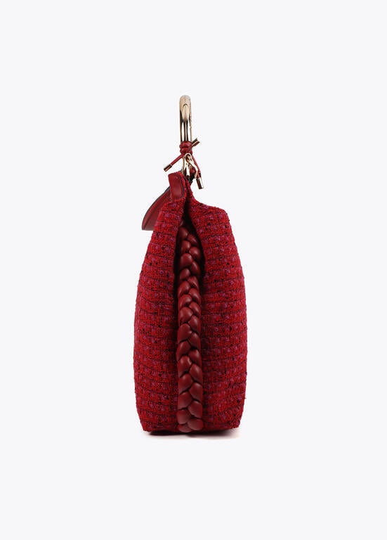 Bolso Lola Casademunt Shopper asa metalizada personalizada tejido tweed ROJO