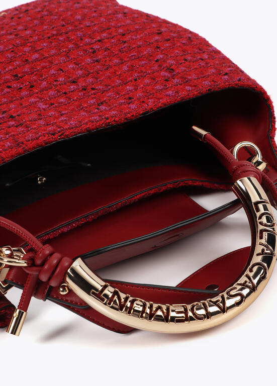 Bolso Lola Casademunt Shopper asa metalizada personalizada tejido tweed ROJO