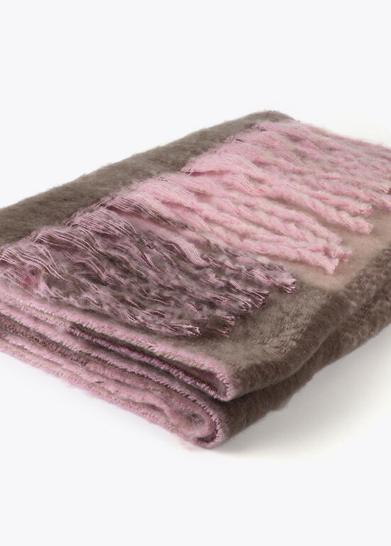 Bufanda Lola Casademunt cuadros logo grande Rosa-Marrón