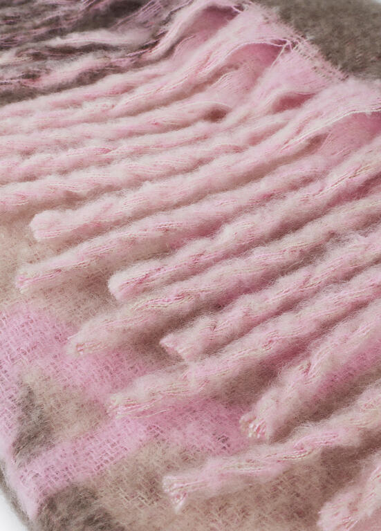 Bufanda Lola Casademunt cuadros logo grande Rosa-Marrón