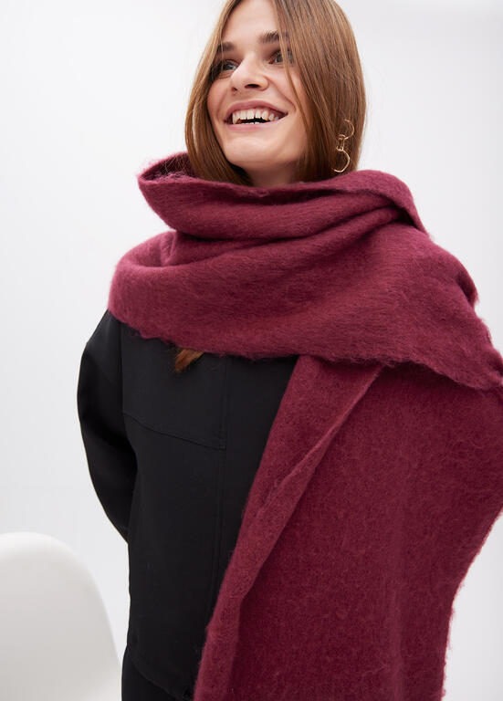 Bufanda Lola Casademunt lisa flecos Burdeos