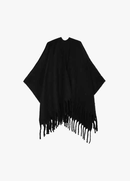 Capa Lola Casademunt con detalle de flecos NEGRO