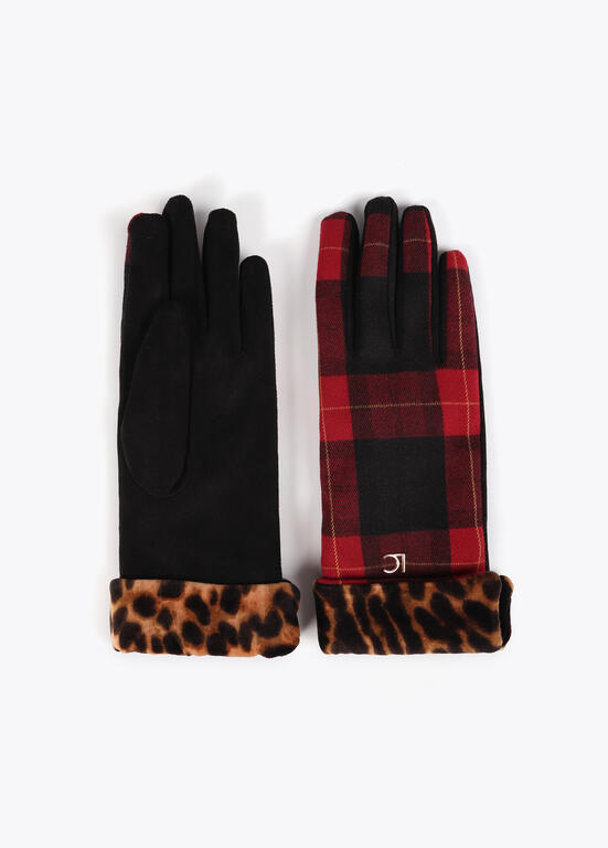Guante Lola Casademunt combinado tartan leopardo