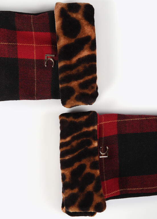 Guante Lola Casademunt combinado tartan leopardo