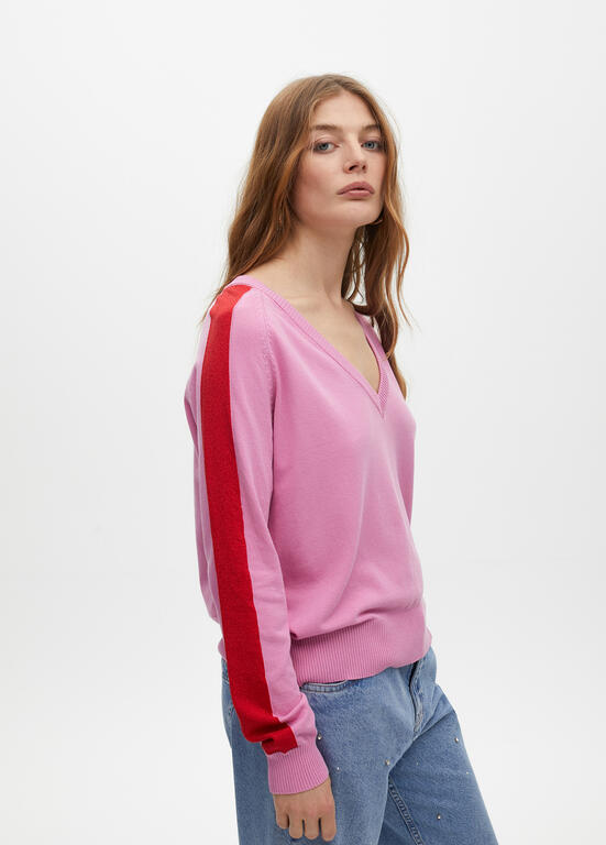 Jersey Lola Casademunt contraste mangas Rosa-Rojo