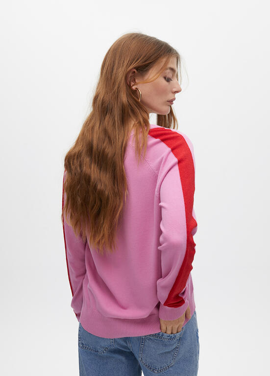 Jersey Lola Casademunt contraste mangas Rosa-Rojo