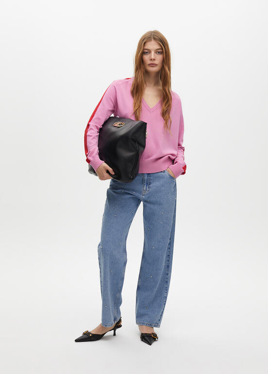 Jersey Lola Casademunt contraste mangas Rosa-Rojo