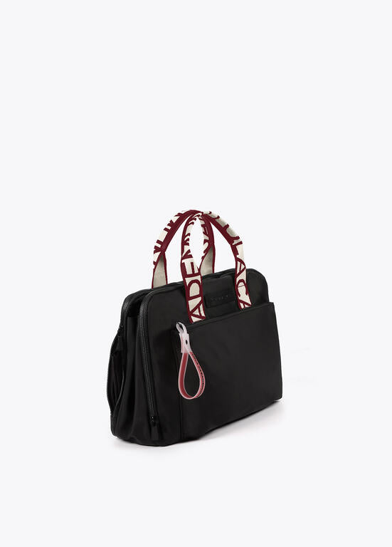 Maletín Lola Casademunt nylon con asas logotipadas en contraste y tirador de silicona