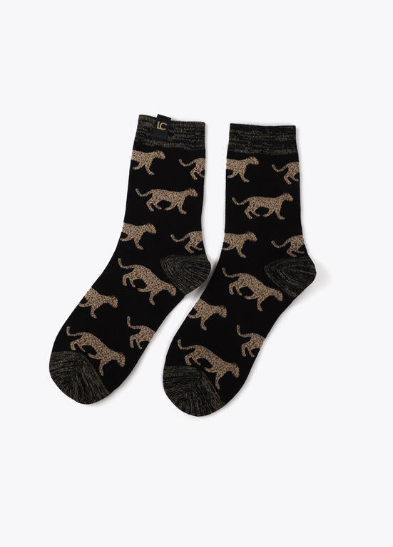 Calcetines Lola Casademunt Pack leopardo Crudo-Negro