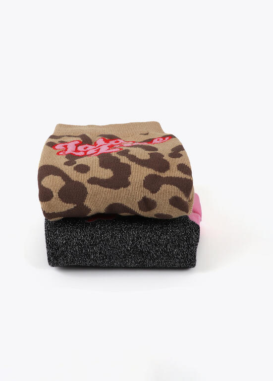 Calcetines Lola Casademunt Pack print animal y lurex Marron-Negro