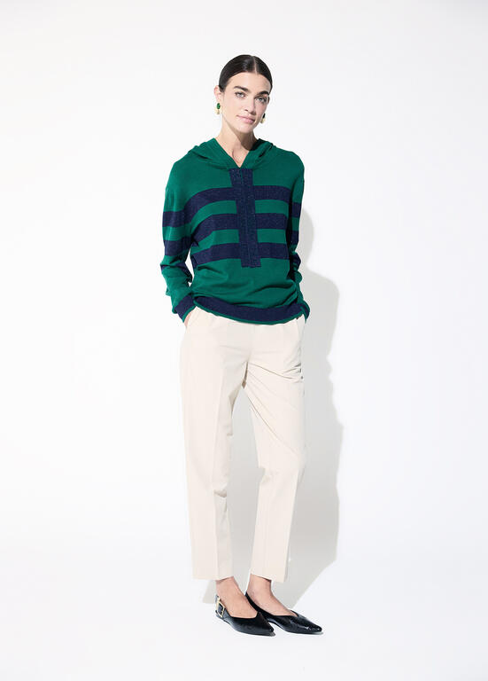 Jersey Lola Casademunt rayas capucha VERDE-AZUL