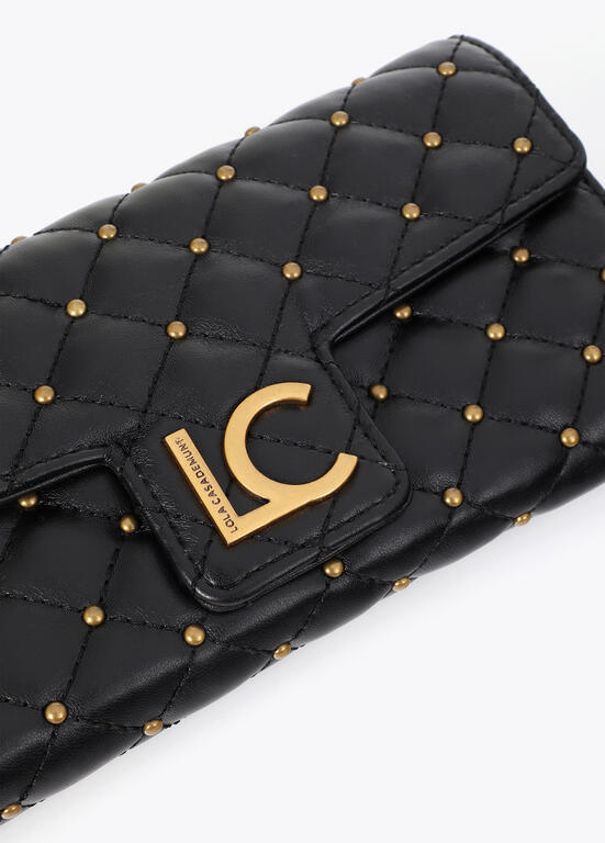 Billetero Lola Casademunt efecto piel acolchada con mini tachas NEGRO