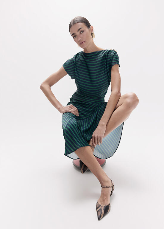 Vestido Lola Casademunt largo rayas bicolor VERDE-AZUL