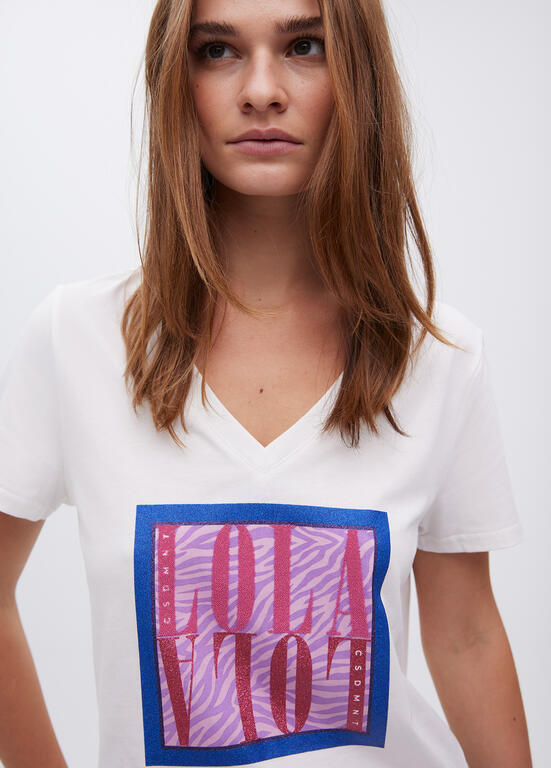 Camiseta Lola Lasademunt cebra print blanco multicolor