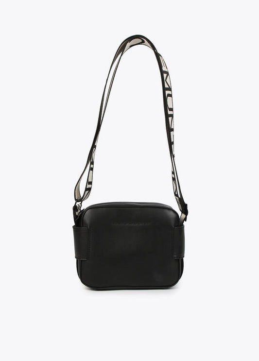 Bandolera Lola Casademunt negro efecto piel y con asas logotipadas
